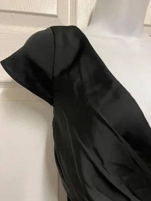 Azazie Allessia Black A-Line Satin Pleated Floor-Length Maternity Dress thumbnail 4