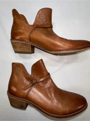 Sam Edelman Palmer Tan Leather Buckle Strap Ankle Boots Side Cutout 7.5M thumbnail 9