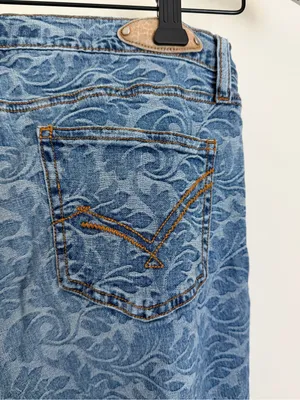 Bongo Let Me B Vintage Y2K Floral Scroll Print Flare Jeans Womens 9 Low Rise thumbnail 5