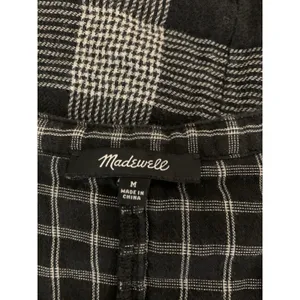 Madewell Black White Plaid Peplum Boho‎ Blouse Medium thumbnail 3