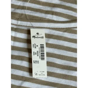 NWT Madewell Ruched Crewneck Long-Sleeve Tee in Soft Slub coastal dume size M thumbnail 5