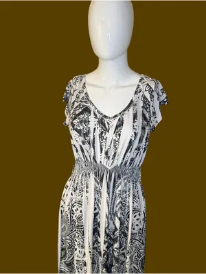 Apt. 9 Black & White Paisley Stripe Midi Dress thumbnail 3