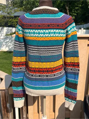 H&M Women’s Wool Blend Colorful Fair Isle Grandpacore Crewneck Sweater Size XS thumbnail 5