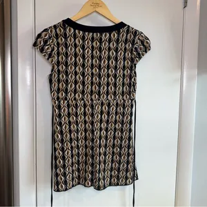 I.N. San Francisco Y2K Tie Back Top. Size: Small. Black Geometric print. thumbnail 4