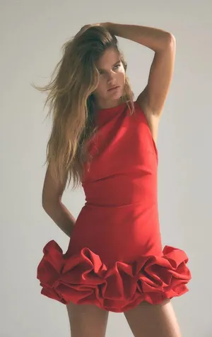 Zara bodysuit dress Red Ruffle skirt bodycon formal evening date coctail thumbnail 14