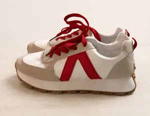 CHOUISS Women’s EU‎ 40 Retro Sneakers Red White Beige Colorblock Walking Shoes thumbnail 1