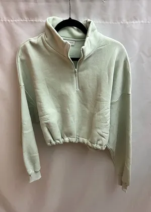 Sunday Waves Mint Green Cropped Half Zip Pullover Sweatshirt Womens Size S thumbnail 1