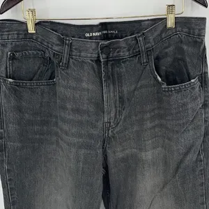 Old Navy Mens Straight Jeans Loose Ample 100% Cotton 5 Pocket Bkack Gray Size 38 thumbnail 3