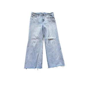 Kensie High Rise Wide Leg Light Wash Blue Stretch 5-Pocket Frayed Hem Jeans 14 thumbnail 9