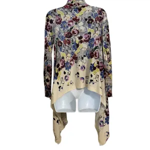 ANTHROPOLOGIE GUINEVERE Floral Open Front Hankie Hem‎ Lightweight Cardigan S thumbnail 6