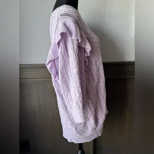 Design 365 Lilac purple Cable Knit Women's Sweater 3/4 sleeves 2X thumbnail 4