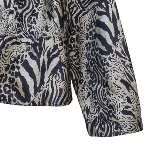 Chico's Womens S 100% Silk Animal Print Open Front Blazer thumbnail 6