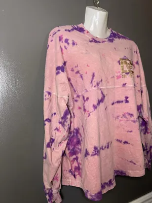 Disney Walt Disney World Spirit Jersey Sweatshirt Womens XS Pink Tie Dye Glitter thumbnail 4