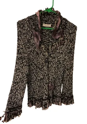 All of Cotton Black‎ and Cream Marled Button-Up Women’s Sweater thumbnail 1