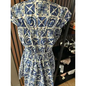 H&M blue and white dress slowly oversized summer dress Greece vacation sz small thumbnail 5