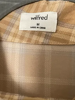 Wilfred Aritzia Henrietta Plaid Mock Neck Blouse Tan Brown thumbnail 4