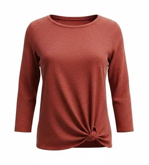 Emerald Rust Long Sleeve Knot Top Brown thumbnail 1