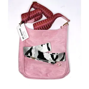 Ahdorned‎ Pink Vegan Suede Messenger Bag with Two Interchangeable Straps NWT thumbnail 5