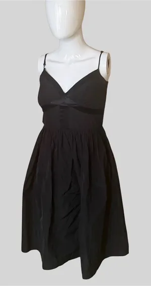 Calvin Klein Black Midi Fit-and-Flare Dress with Spaghetti Straps thumbnail 1