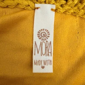 Mora‎ Mustard Yellow Crochet Floral Medallion Fringe Mini Skirt One Size Boho thumbnail 6
