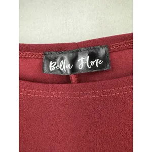 Bella Flore Burgundy Bell Sleeve Dress L Ruffle Flare Sleeve Shift Cocktail Chic thumbnail 7