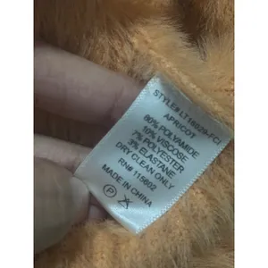 Lush Apricot Orange Eyelash Knit Fuzzy V-Neck Button Cardigan Size L thumbnail 3