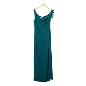 NWT Hello Molly Fashion Standard One-Shoulder Maxi Dress Emerald Green Size 10 thumbnail 3