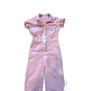 Show Me Your MuMu Cannon Pink Denim Jumpsuit S/M Button Front Pockets 23in boho thumbnail 4