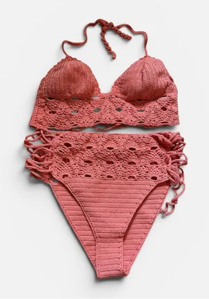 La Knitteria hand knit bikini set coral thumbnail 1