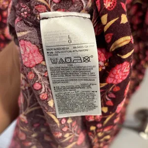 Old Navy Floral Babydoll Dress Large Red Pink Boho Cottagecore Mini thumbnail 5