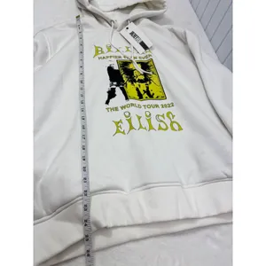 Billie Eilish Happier Than Ever World Tour 2022 Hoodie White Yellow Graphic XL thumbnail 9