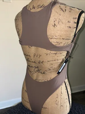 SXA Sleek Taupe High Neck Swimsuit thumbnail 4