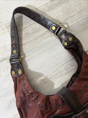 Lucky Brand Distressed Brown Leather Shoulder Hobo Vintage thumbnail 4