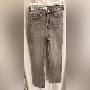 ZARA TRF Stove Pipe Black Grey Wash High Waisted Straight Leg Jeans Size 2 thumbnail 3