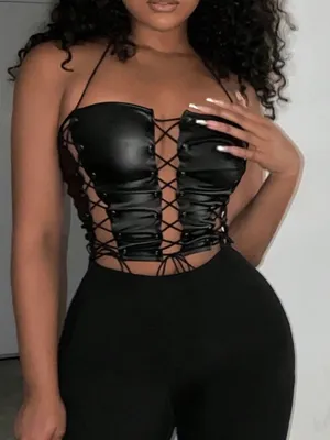 Lace Up Leather Top thumbnail 2