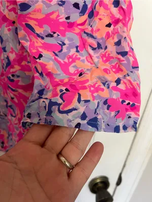 Lilly Pulitzer Hot Pink, Lavender & Coral Floral V-Neck Tunic thumbnail 4