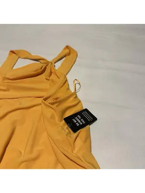 Express Yellow Sleeveless Halter Top Bodysuit Sz L Large $58 thumbnail 7