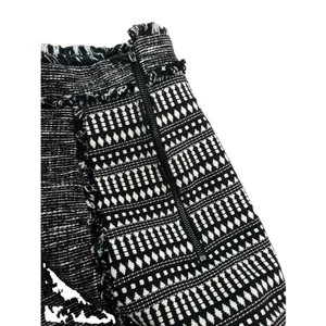 French Connection Tweed Skirt Women’s Black/White Fringe Mini Size 2 Twee Preppy thumbnail 4