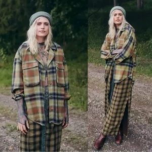 Free People Grunge 90s Flannel Plaid Izzie Cargo Shirt Jacket Shacket Medium thumbnail 7