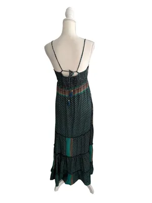 BLACK Green Floral Maxi Dress Size Large Womens thumbnail 3