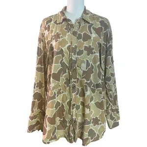 Free People Bohemian Camouflage Camo Oversized Hidden Valley Shirt Neutral Large thumbnail 5