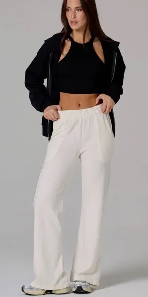 TALENTLESS White Wide Leg‎ Pull On Lounge Pants Size Large thumbnail 1