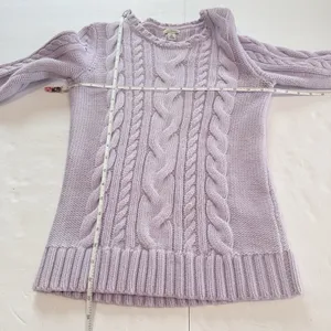 LL Bean Lilac Purple Double L Mixed Cable Crew Neck Pullover Cotton Sweater XS thumbnail 7