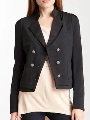 Mischa Barton Mary Jane Cropped Double Breasted Blazer Jacket Black thumbnail 1