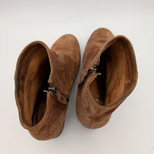 Trask Vivian‎ Brown Suede Leather Ankle Boots 9.5M Block Heel Side Zip 36-0946 thumbnail 6