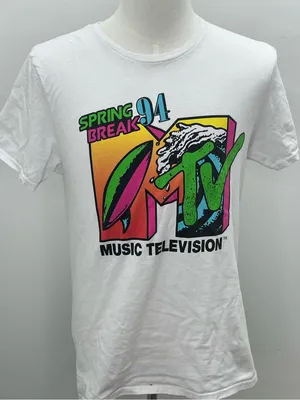 1994 MTV Spring Break White Graphic Adult Vintage T-Shirt Small thumbnail 1
