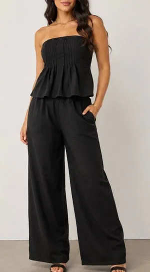 Tankaneo~ Strapless Black Wide-Leg Pants Set. Size XS thumbnail 1