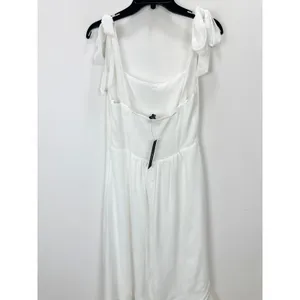 Lulus Summer Invite White Tie-Strap Tiered Midi Dress Wedding Bridal XL NWT thumbnail 11