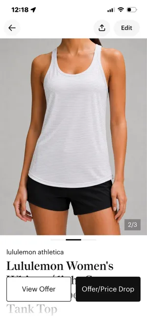 Lululemon White Open Back Tank w/Light Gray Pinstripe-S (4/6) thumbnail 4
