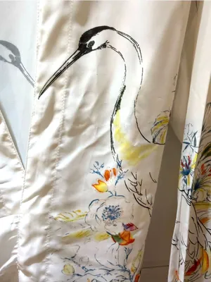 Cream Floral & Crane Print Wrap Blouse 8 thumbnail 3